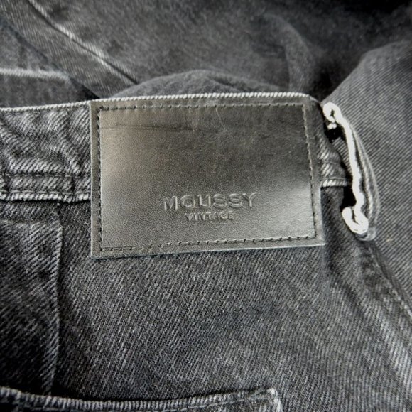 MOUSSY VINTAGE Elba JEANS Size 29 Wide Crop Raw Hem Black Denim NEW $325 - Picture 11 of 13